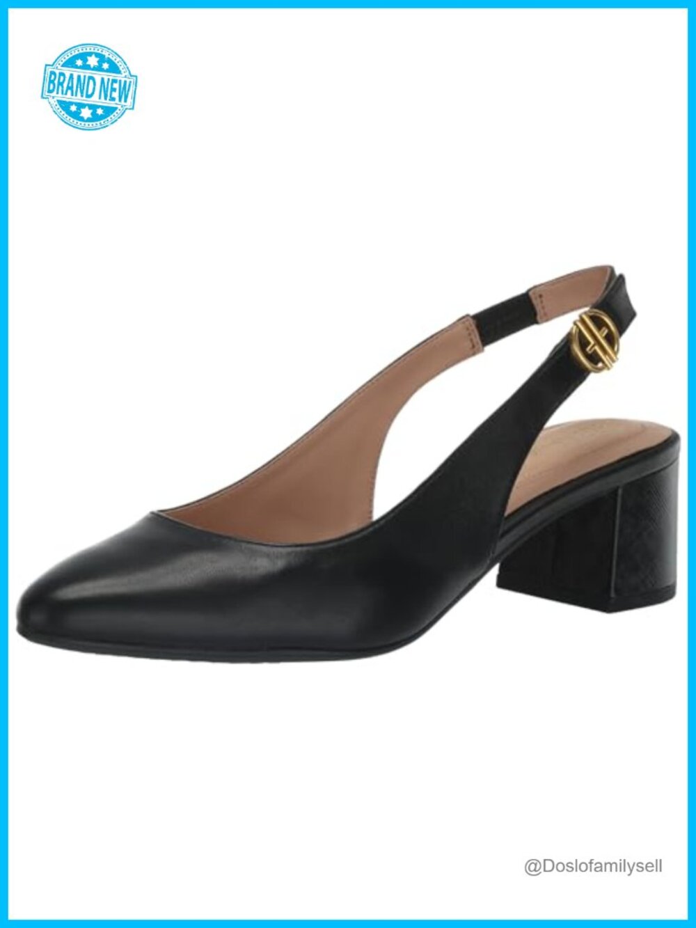 Slingback Block Heel Pump 45mm with Superfoam Cushioned Footbed, Leather